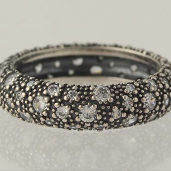 Pandora Cosmic Stars Ring 925 Sterling Silver Band Sparkle 190915CZ, Size 7.5-8 - Picture 1 of 4